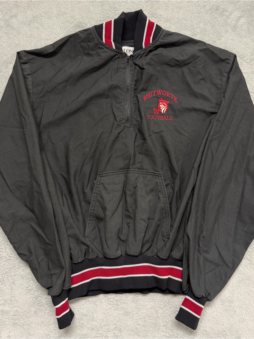 Vtg DeLONG Whitworth Football Jacket Mens L USA Made Pullover Varsity 80s 90s